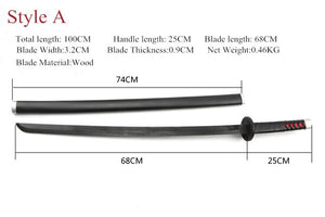 Anime Demon Slayer: Kimetsu No Yaiba Cosplay Props Tanjirou Kamado Wooden Sword Weapons Prop for Comic Party Halloween Cosplay