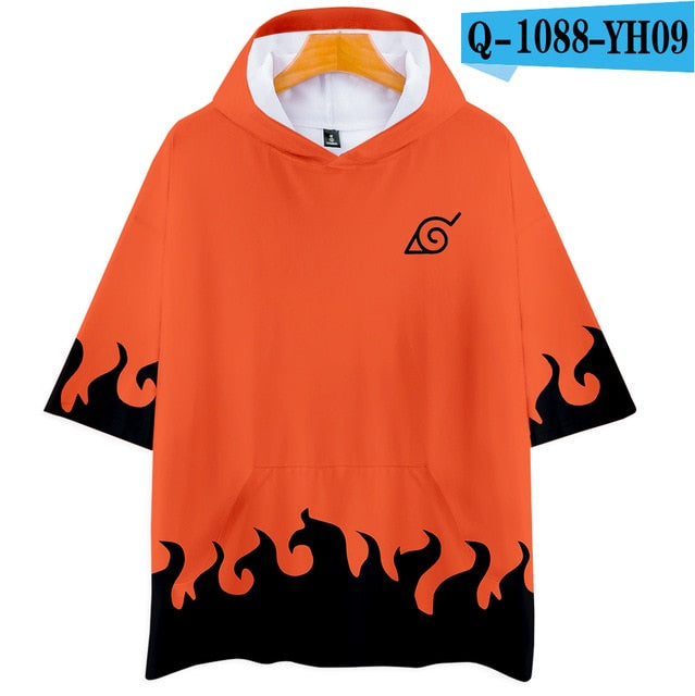 3D Naruto Uzumaki Harajuku Hooded T Shirt Boys and Girls Cartoon Print Tshirt T-shirt Short Sleeve Cosplay T Shirts Tops Clothes