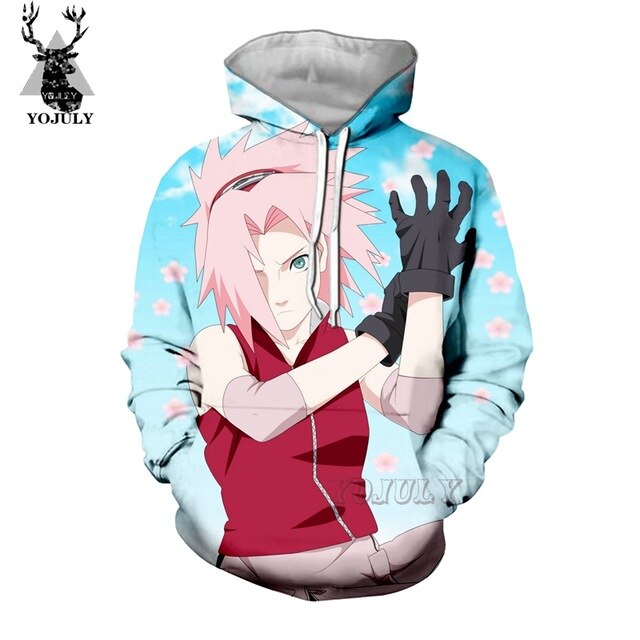 YOJULY 3D Print Unisex Anime NARUTO Cute Girl Haruno Sakura Casual T-shirt/Sweatshirt/Hooded hoodies/Jacket Hip Hop Tops A174