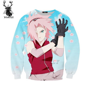 YOJULY 3D Print Unisex Anime NARUTO Cute Girl Haruno Sakura Casual T-shirt/Sweatshirt/Hooded hoodies/Jacket Hip Hop Tops A174