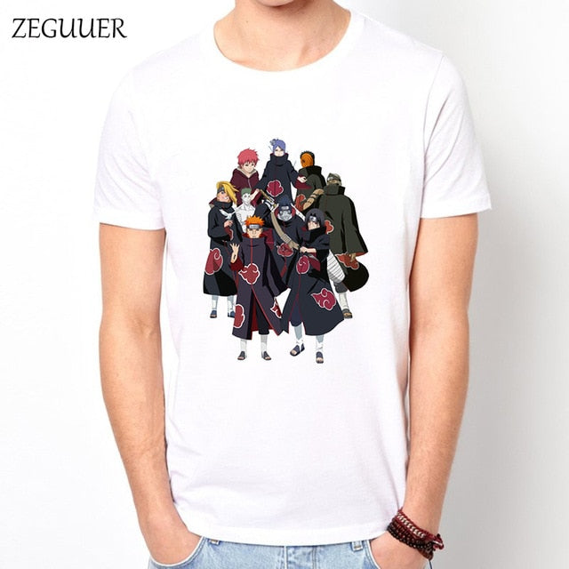 Naruto Akatsuki Pein Team 7 Naruto Anime Uchiha Sasuke White Tshirt Anime Harajuku Streetwear Cotton Men's Tshirt Casual Clothes