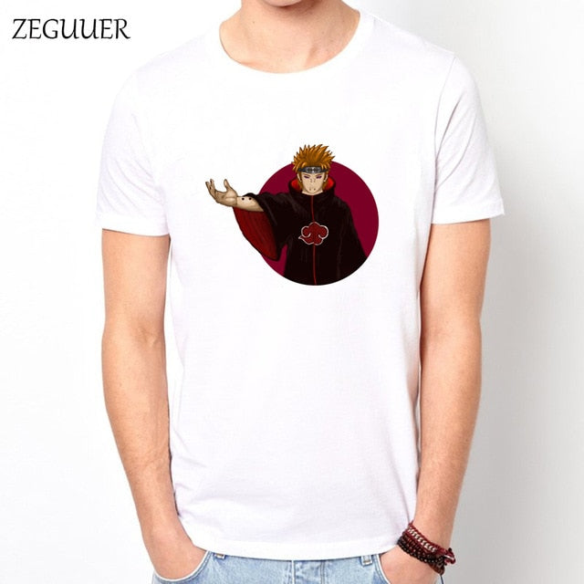Naruto Akatsuki Pein Team 7 Naruto Anime Uchiha Sasuke White Tshirt Anime Harajuku Streetwear Cotton Men's Tshirt Casual Clothes