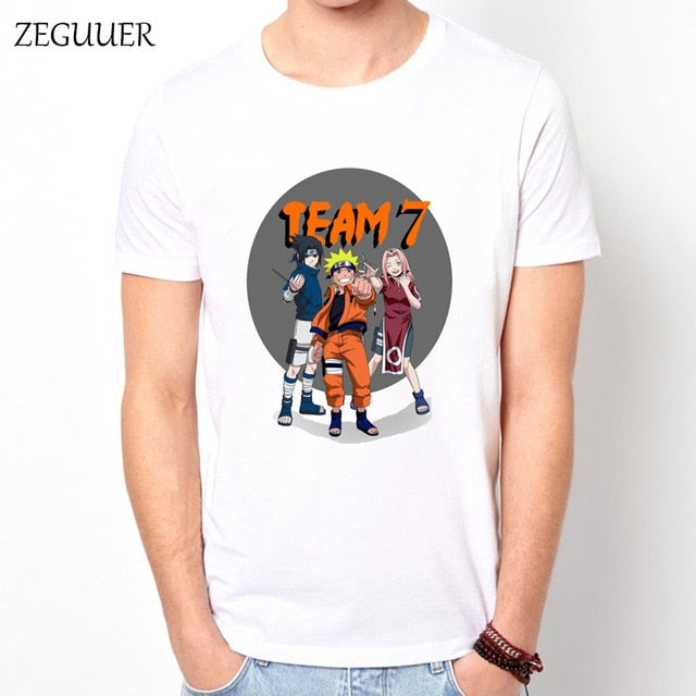 Naruto Akatsuki Pein Team 7 Naruto Anime Uchiha Sasuke White Tshirt Anime Harajuku Streetwear Cotton Men's Tshirt Casual Clothes