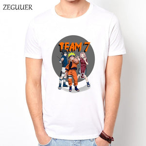 Naruto Akatsuki Pein Team 7 Naruto Anime Uchiha Sasuke White Tshirt Anime Harajuku Streetwear Cotton Men's Tshirt Casual Clothes
