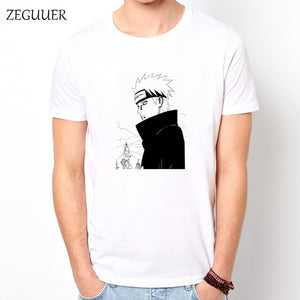 Naruto Akatsuki Pein Team 7 Naruto Anime Uchiha Sasuke White Tshirt Anime Harajuku Streetwear Cotton Men's Tshirt Casual Clothes