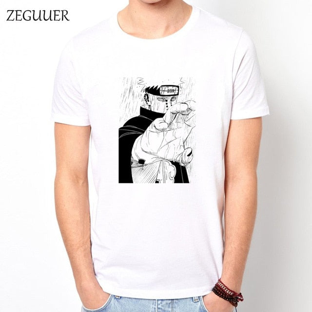 Naruto Akatsuki Pein Team 7 Naruto Anime Uchiha Sasuke White Tshirt Anime Harajuku Streetwear Cotton Men's Tshirt Casual Clothes