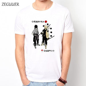 Naruto Akatsuki Pein Team 7 Naruto Anime Uchiha Sasuke White Tshirt Anime Harajuku Streetwear Cotton Men's Tshirt Casual Clothes