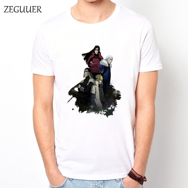 Naruto Akatsuki Pein Team 7 Naruto Anime Uchiha Sasuke White Tshirt Anime Harajuku Streetwear Cotton Men's Tshirt Casual Clothes