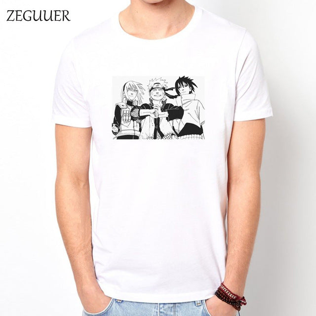 Naruto Akatsuki Pein Team 7 Naruto Anime Uchiha Sasuke White Tshirt Anime Harajuku Streetwear Cotton Men's Tshirt Casual Clothes