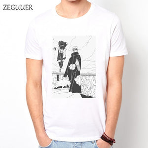 Naruto Akatsuki Pein Team 7 Naruto Anime Uchiha Sasuke White Tshirt Anime Harajuku Streetwear Cotton Men's Tshirt Casual Clothes