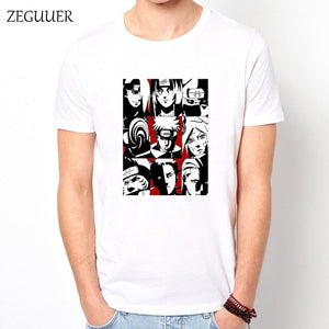 Naruto Akatsuki Pein Team 7 Naruto Anime Uchiha Sasuke White Tshirt Anime Harajuku Streetwear Cotton Men's Tshirt Casual Clothes