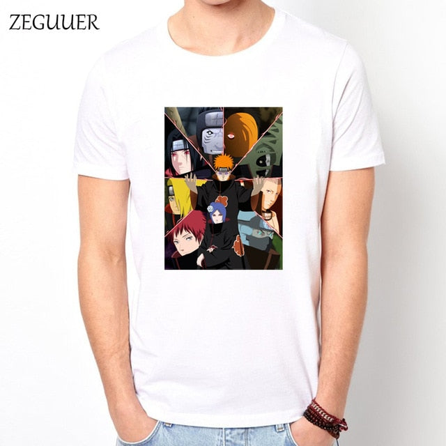 Naruto Akatsuki Pein Team 7 Naruto Anime Uchiha Sasuke White Tshirt Anime Harajuku Streetwear Cotton Men's Tshirt Casual Clothes