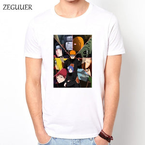 Naruto Akatsuki Pein Team 7 Naruto Anime Uchiha Sasuke White Tshirt Anime Harajuku Streetwear Cotton Men's Tshirt Casual Clothes