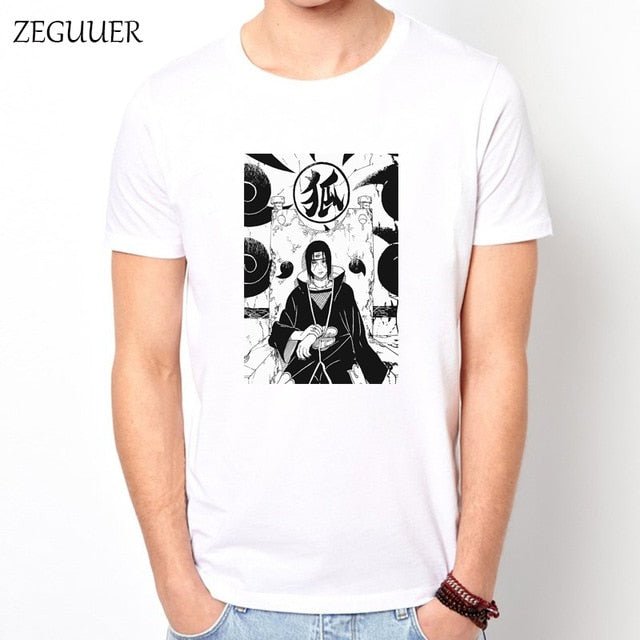 Naruto Akatsuki Pein Team 7 Naruto Anime Uchiha Sasuke White Tshirt Anime Harajuku Streetwear Cotton Men's Tshirt Casual Clothes