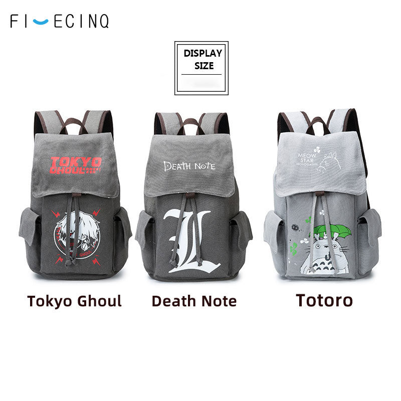 Student Anime Shoulder Bag NARUTO Attack On Titan Totoro Death Note Tokyo Ghoul Backpack Adult Men Cool Fashion Raveling Bag