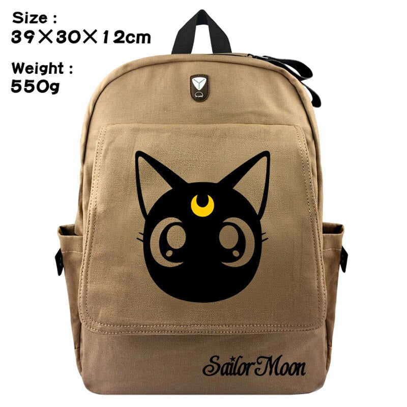 Anime Sailor Moon Backpack High Quality Canvas Travel Bag Attack on Titan/Totoro/NARUT/Dragon Ball Cosplay Gift Bag