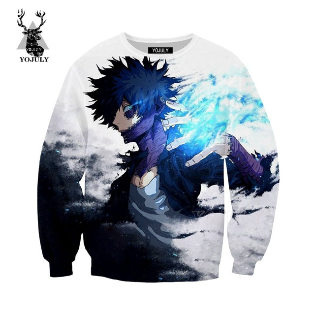 YOJULY 3D Print Unisex Anime Boku No My Hero Academia Dabi Scar Casual T-shirt/Sweatshirt/Hooded hoodies/Jacket Outwear A266