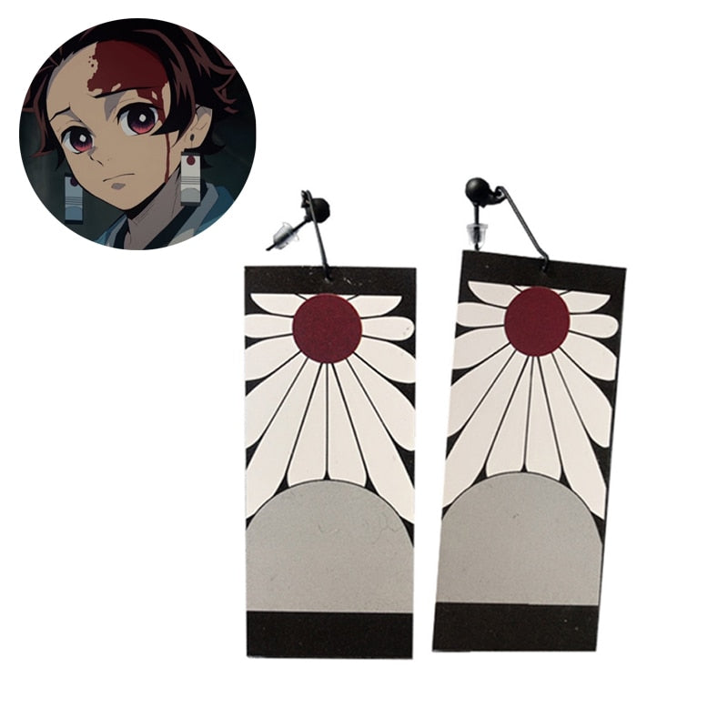 Japanese Anime Demon Slayer Wholesale Cosplay Prop Kimetsu no Yaiba Tanjirou Kamado 1 Pair Earrings Cosplay Accessores