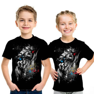 Summer New Skull Tshirt children Card T-shirt Punk Rock Clothes White 3d Print t Shirt Funny Anime Boys and girls Jacket