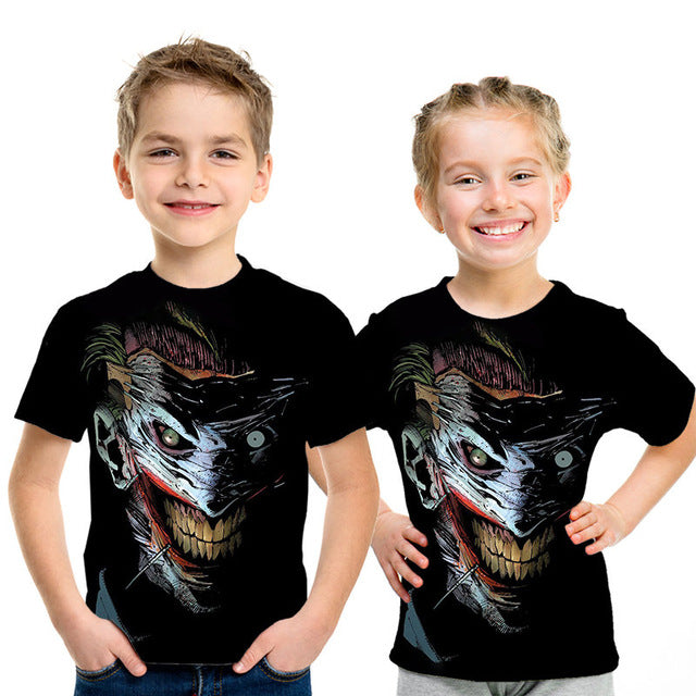 Summer New Skull Tshirt children Card T-shirt Punk Rock Clothes White 3d Print t Shirt Funny Anime Boys and girls Jacket