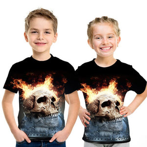 Summer New Skull Tshirt children Card T-shirt Punk Rock Clothes White 3d Print t Shirt Funny Anime Boys and girls Jacket