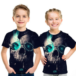 Summer New Skull Tshirt children Card T-shirt Punk Rock Clothes White 3d Print t Shirt Funny Anime Boys and girls Jacket