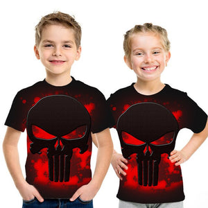 Summer New Skull Tshirt children Card T-shirt Punk Rock Clothes White 3d Print t Shirt Funny Anime Boys and girls Jacket