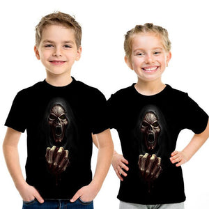 Summer New Skull Tshirt children Card T-shirt Punk Rock Clothes White 3d Print t Shirt Funny Anime Boys and girls Jacket