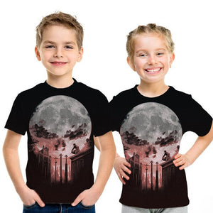 Summer New Skull Tshirt children Card T-shirt Punk Rock Clothes White 3d Print t Shirt Funny Anime Boys and girls Jacket