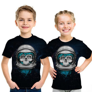 Summer New Skull Tshirt children Card T-shirt Punk Rock Clothes White 3d Print t Shirt Funny Anime Boys and girls Jacket