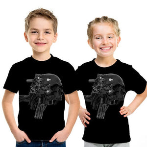 Summer New Skull Tshirt children Card T-shirt Punk Rock Clothes White 3d Print t Shirt Funny Anime Boys and girls Jacket