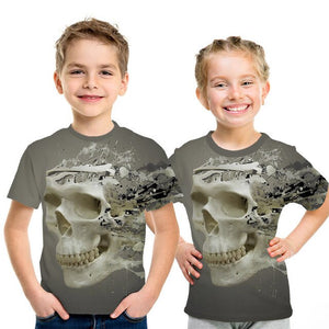 Summer New Skull Tshirt children Card T-shirt Punk Rock Clothes White 3d Print t Shirt Funny Anime Boys and girls Jacket