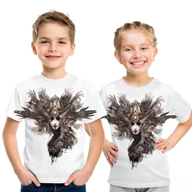 Summer New Skull Tshirt children Card T-shirt Punk Rock Clothes White 3d Print t Shirt Funny Anime Boys and girls Jacket