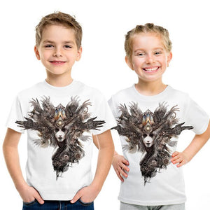 Summer New Skull Tshirt children Card T-shirt Punk Rock Clothes White 3d Print t Shirt Funny Anime Boys and girls Jacket