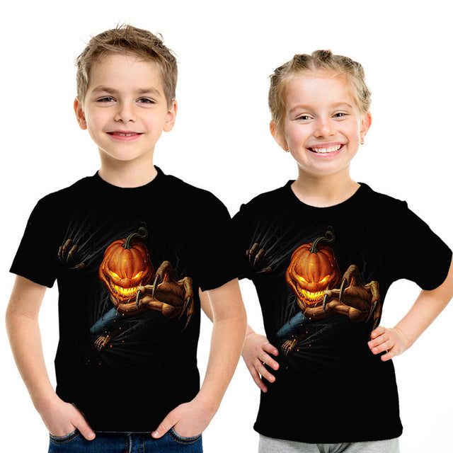 Summer New Skull Tshirt children Card T-shirt Punk Rock Clothes White 3d Print t Shirt Funny Anime Boys and girls Jacket