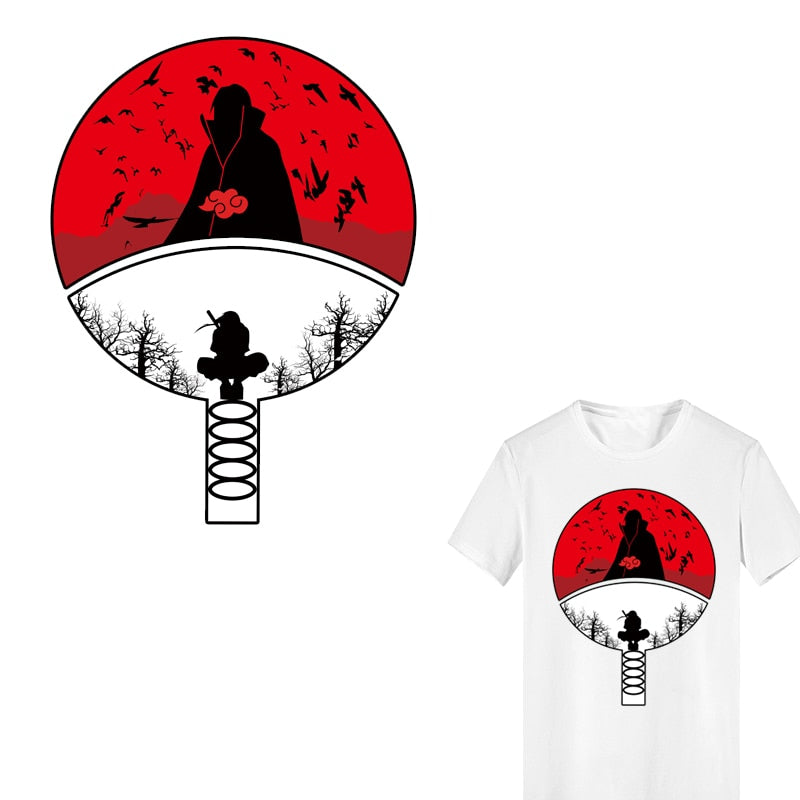 Popular Anime NARUTO Patches for Clothing Diy T-shirt Hoodies Uchiha Clan Badge A-level Thermal Transfer Stickers on Clothes