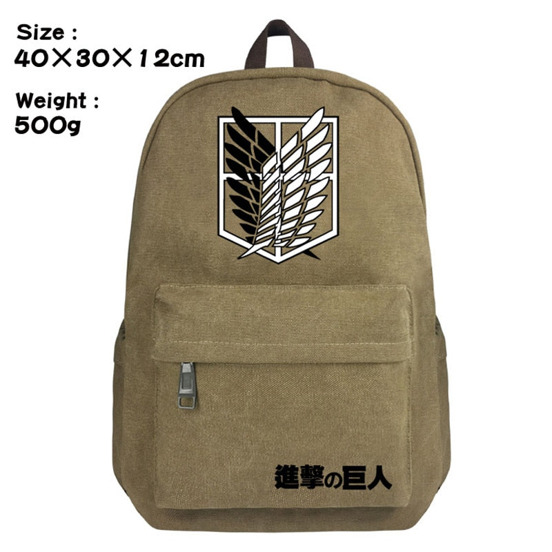 Attack on Titan Japan Anime Backpack Men Women Canvas School Bag for Teenagers Travel Bags Printed With Survey Corps