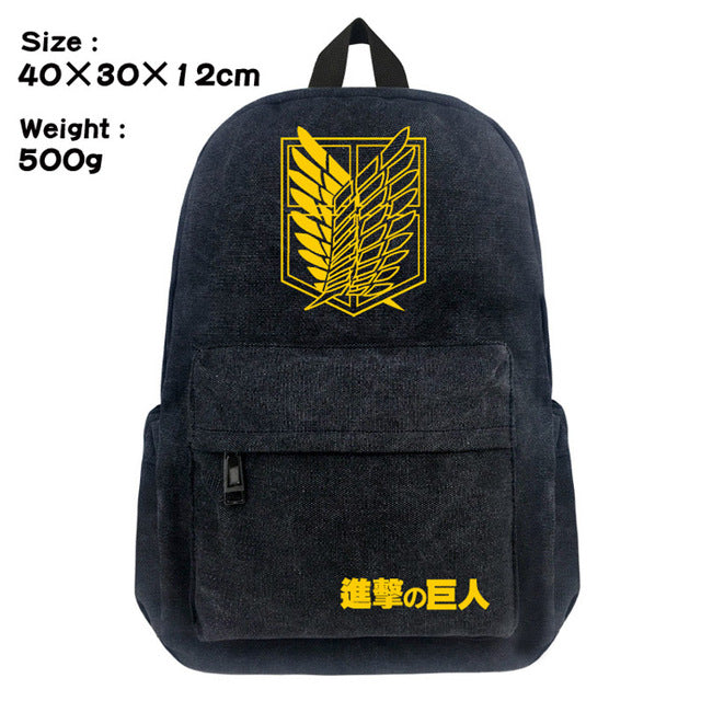 Attack on Titan Japan Anime Backpack Men Women Canvas School Bag for Teenagers Travel Bags Printed With Survey Corps