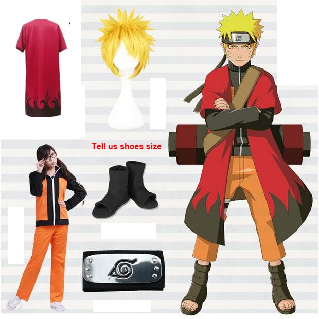 Hot Anime Naruto Cosplay Costumes Shippuden Uzumaki Naruto 2nd Outfit Uniforms Set with Cloaks Props Halloween Party Clothes