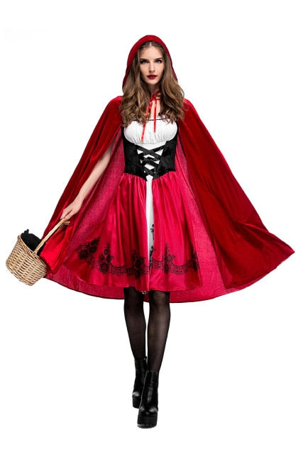 Little Red Riding Hood Costume Adult Women Halloween Party Cosplay costume High Quality Dress + cloak Stage performance suit