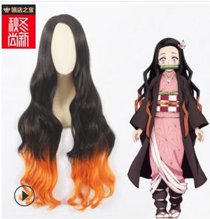 Full Set Demon Slayer Kimetsu no Yaiba Kamado Nezuko Cosplay Costume Kimono wig Geta Shoes Headwear Japan Anime Halloween Dress