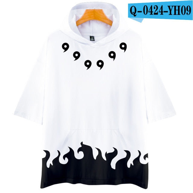 3D Naruto Uzumaki Harajuku Hooded T Shirt Boys and Girls Cartoon Print Tshirt T-shirt Short Sleeve Cosplay T Shirts Tops Clothes