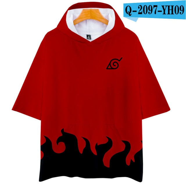 3D Naruto Uzumaki Harajuku Hooded T Shirt Boys and Girls Cartoon Print Tshirt T-shirt Short Sleeve Cosplay T Shirts Tops Clothes