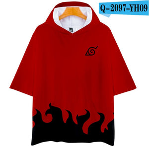 3D Naruto Uzumaki Harajuku Hooded T Shirt Boys and Girls Cartoon Print Tshirt T-shirt Short Sleeve Cosplay T Shirts Tops Clothes
