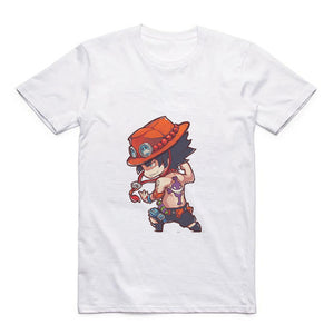 Cartoon Cute Luffy/Portgas D Ace/Zoro/Sabo/Sanji/Usopp Round Neck Street Men's T-shirt Anime Modal Summer Jacket