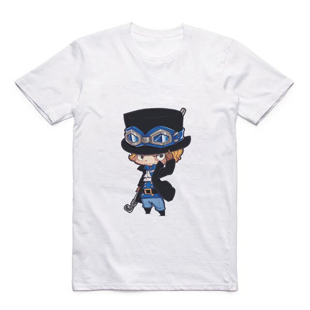 Cartoon Cute Luffy/Portgas D Ace/Zoro/Sabo/Sanji/Usopp Round Neck Street Men's T-shirt Anime Modal Summer Jacket