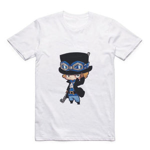 Cartoon Cute Luffy/Portgas D Ace/Zoro/Sabo/Sanji/Usopp Round Neck Street Men's T-shirt Anime Modal Summer Jacket