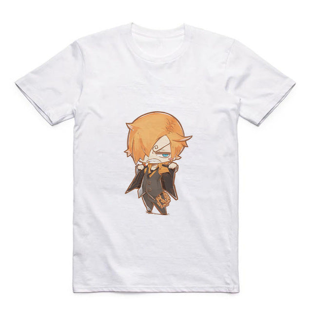 Cartoon Cute Luffy/Portgas D Ace/Zoro/Sabo/Sanji/Usopp Round Neck Street Men's T-shirt Anime Modal Summer Jacket