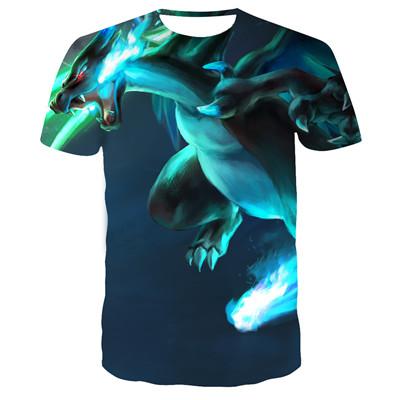 2019 new 3D T-shirt Pokemon Pikachu men's and women's T-shirt fashion summer casual T-shirt jacket anime cartoon clothes direct