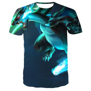 2019 new 3D T-shirt Pokemon Pikachu men's and women's T-shirt fashion summer casual T-shirt jacket anime cartoon clothes direct